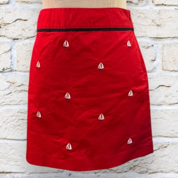 Vineyard Vines Red Sailboat Skirt - Size 4 - Picture 1 of 4